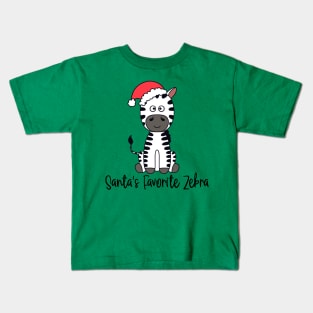 Santa's Favorite Zebra Wearing A Santa Hat Kids T-Shirt